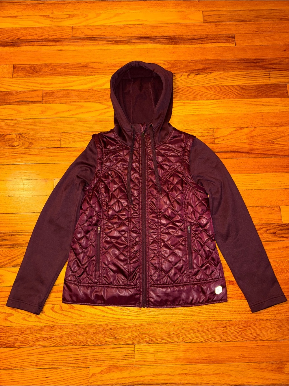 BKE Sport Convertible Lightweight Puffer Jacket/Vest Dark Purple Small